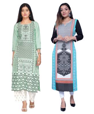 Multicolor printed rayon combo-kurtis 1