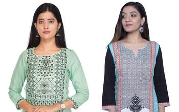 Multicolor printed rayon combo-kurtis 3