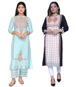 Multicolor printed rayon combo-kurtis