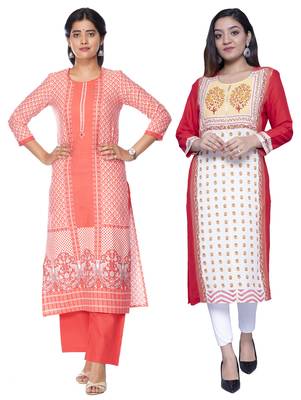 Multicolor printed rayon combo-kurtis 1