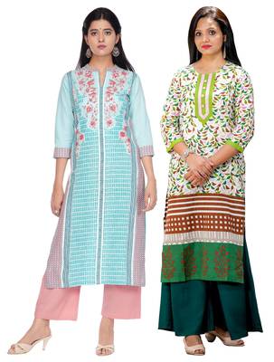 Multicolor printed rayon combo-kurtis 1