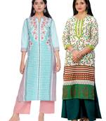 Multicolor printed rayon combo-kurtis