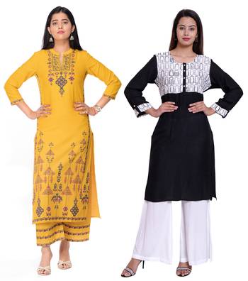 Multicolor printed rayon combo-kurtis 1
