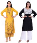 Multicolor printed rayon combo-kurtis
