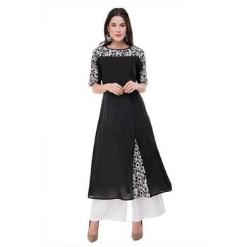 Black plain cotton ethnic-kurtis 1