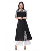 Black plain cotton ethnic-kurtis