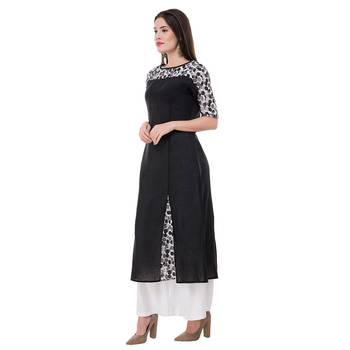 Black plain cotton ethnic-kurtis 3