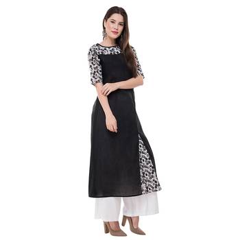 Black plain cotton ethnic-kurtis 4