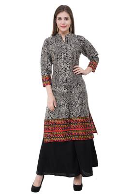 Black plain cotton ethnic-kurtis 1