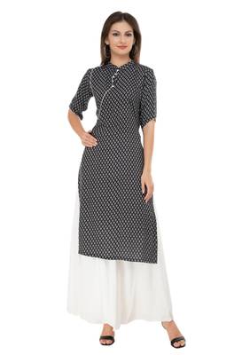 Black plain cotton ethnic-kurtis 1