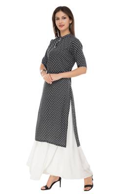 Black plain cotton ethnic-kurtis 3