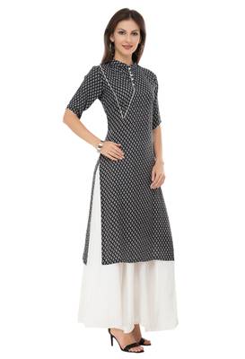 Black plain cotton ethnic-kurtis 4