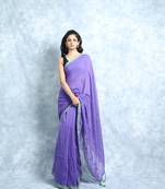 Violet khadi Cotton Saree With Blouse 