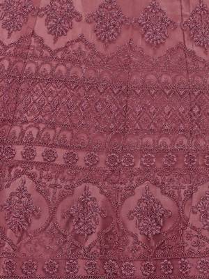 Lavender embroidered net semi stitched lehenga 4