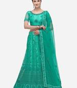 Light-green embroidered net semi stitched lehenga