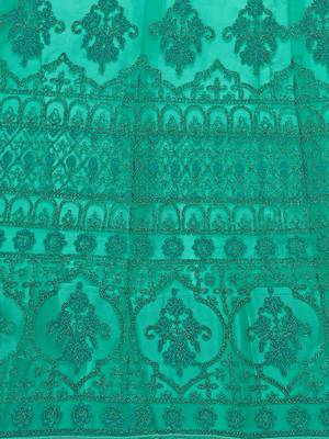 Light-green embroidered net semi stitched lehenga 4