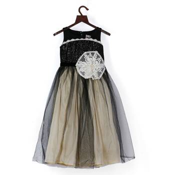 Black& beige gown with flower emblished 1