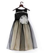 Black& beige gown with flower emblished