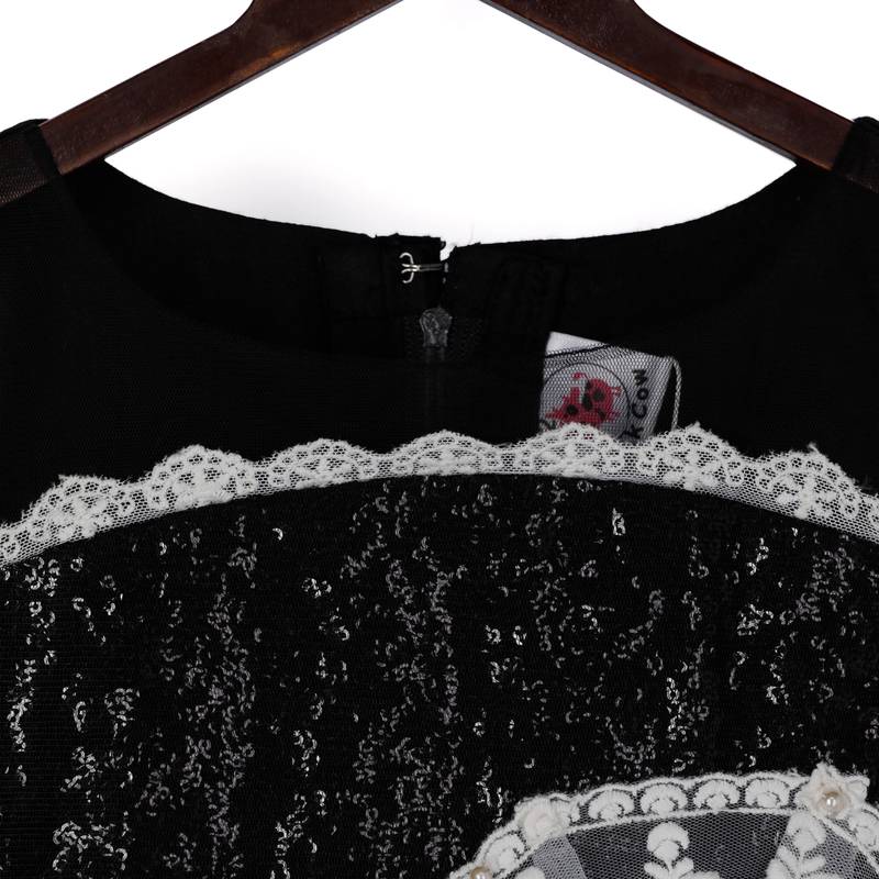 Black& beige gown with flower emblished