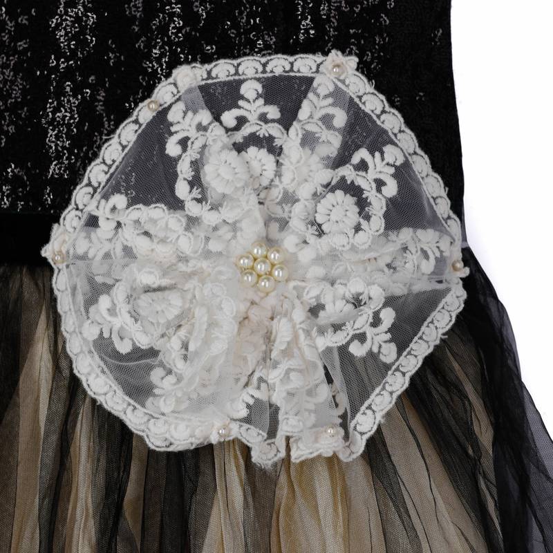 Black& beige gown with flower emblished