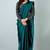 Aqua blue plain silk blend saree with blouse