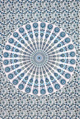 Tapestry Mandala Blue Color Peacock Design Wall Hanging  (84 x 90 Inch) 2