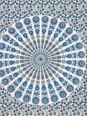 Tapestry Mandala Blue Color Peacock Design Wall Hanging  (84 x 90 Inch) 3