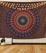 Tapestry Mandala Peacock Design With Multi Color Wall Hanging  (84 x 90 Inch)
