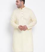 Yellow plain cotton men kurtas