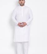 White plain cotton kurta pajama