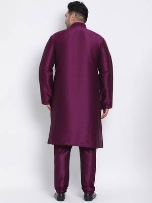 Purple plain Silk kurta pajama 4