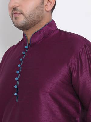 Purple plain Silk kurta pajama 5