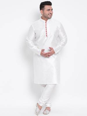 White plain Silk kurta pajama 1