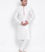 White plain Silk kurta pajama