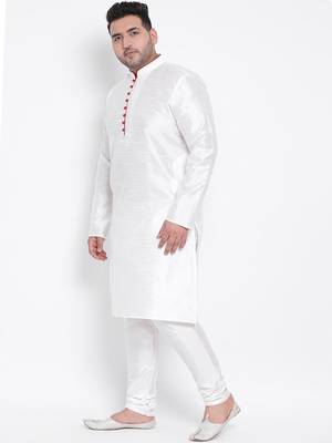 White plain Silk kurta pajama 2