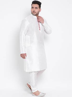 White plain Silk kurta pajama 3