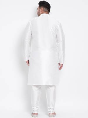White plain Silk kurta pajama 4