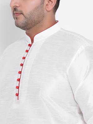 White plain Silk kurta pajama 5