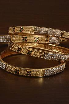 Matte Finished Zircon Embellished Meenakari Worked Bangles BD500
