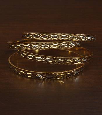 Gold and Rhodium Plated Intricate Worked Two Pairs of Bangles BD503 1