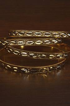 Gold and Rhodium Plated Intricate Worked Two Pairs of Bangles BD503