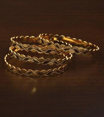 Gold Plated Intricate Worked Two Pairs of Bangles BD504 1