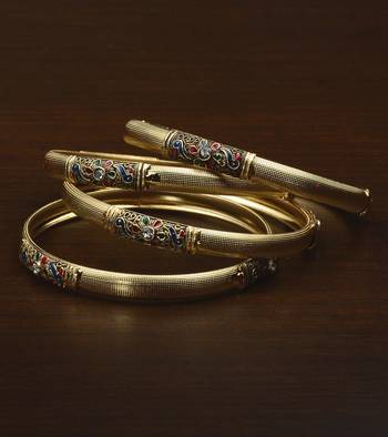 Matte Finished Stone Embellished Meenakari Worked Bangles BD505 1