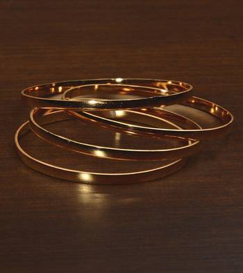 Gold Plated Two Pairs of Plain Bangles BD506 1