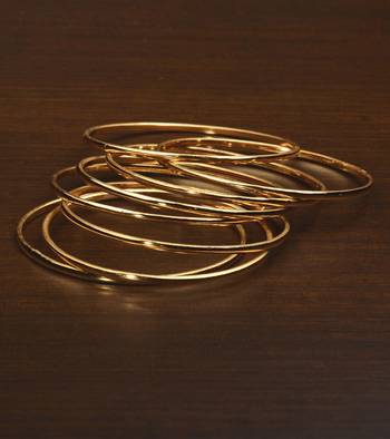 Gold Plated Set of 8 Plain Bangles BD510 1