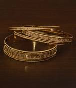 Matte and Gold Finished Heart Patterned Set of 6 Bangles BD511