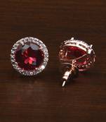 Rose Gold Plated Magenta Stone Embellished American Diamond Stud 216ED600