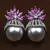 Rhodium Plated Ruby and Pearl Embellished AD Earrings 216ED606