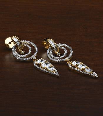 Gold Plated American Diamond Embellished Earrings 216ED607 1