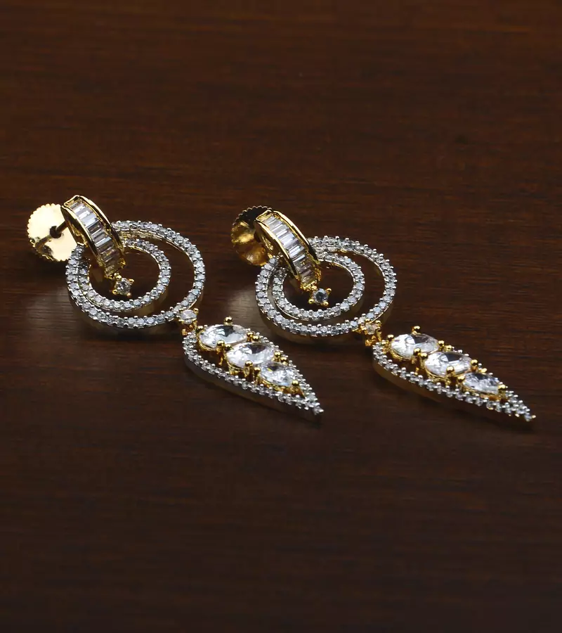 Gold Plated American Diamond Embellished Earrings 216ED607